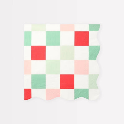 Multi Check Napkins Large Set of 16