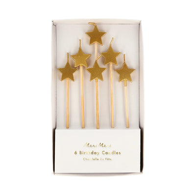 Gold Star Candles Set of 6