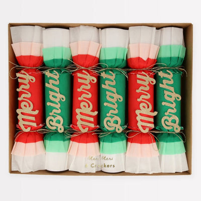 Merry & Bright Christmas Crepe Crackers Set of 6