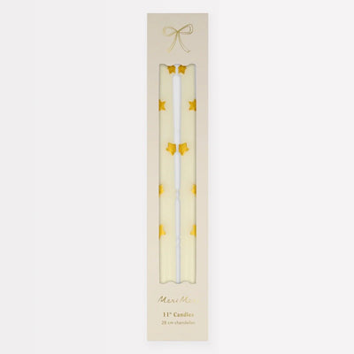 Gold Star Taper Candles Set of 2