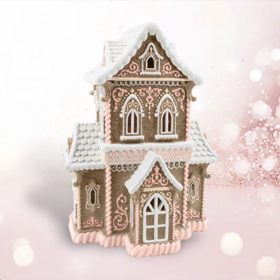 Victorian Gingerbread House with LED Pink 46cm