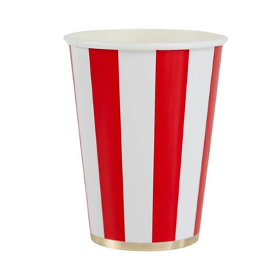 Cherry Red Signature Cabana Stripe Cups Set of 8