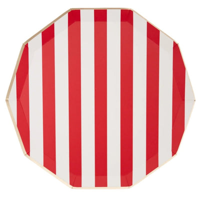 Cherry Red Signature Cabana Stripe Plates Set of 8