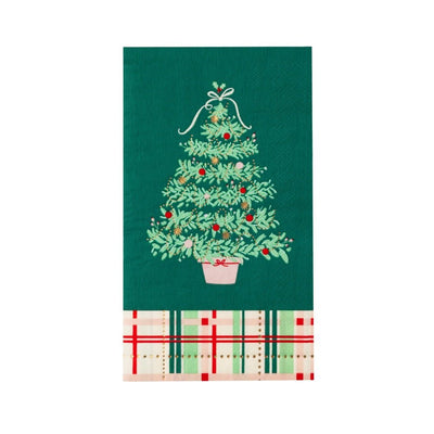 Christmas Tree Plaid Guest Towels Set of 20