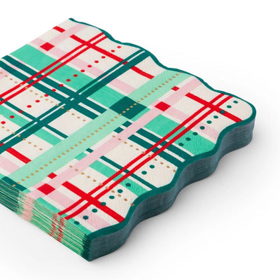 Christmas Plaid Napkins Large Set of 20
