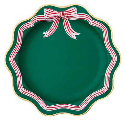 Elegant Green Peppermint Bow Dinner Plates Set of 8