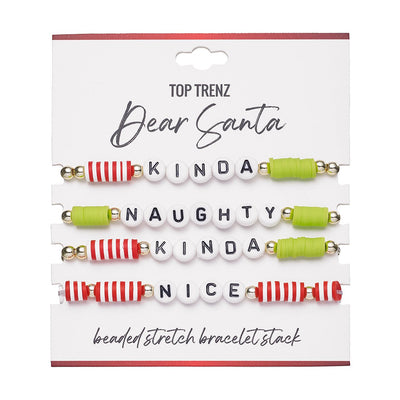 Naughty or Nice Stretch Beaded Bracelets Set of 4