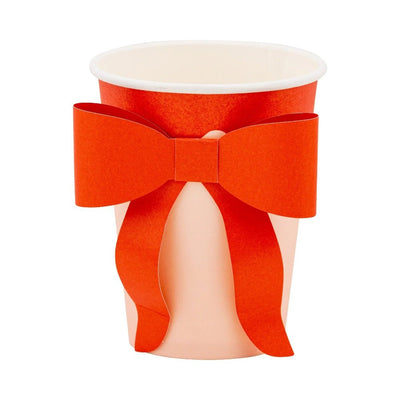 Red & Pink Cup with Bows Set of 8
