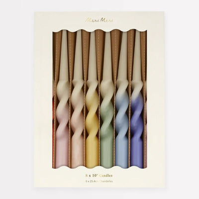 Rainbow Twisted Table Candles Set of 8