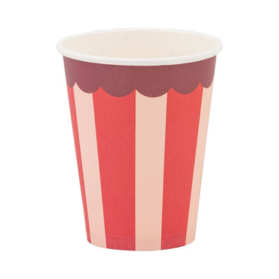 Pink & Red Striped Cups Set of 8