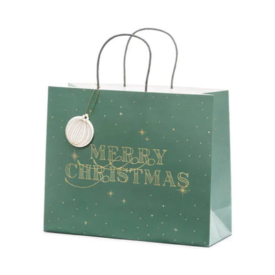 Merry Christmas Gift Bag Bottle Green