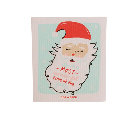It's The Most Wonderful Time Santa Swedish Dishcloth