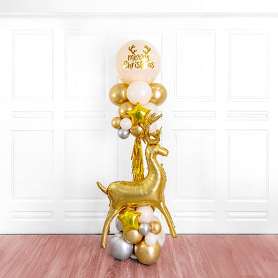 Golden Rudolph Merry Christmas Balloon Stand 1.8m