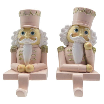 Nutcracker Christmas Stocking Hook Pink & White Set of 2