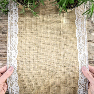 Jute Table Runner with Lace