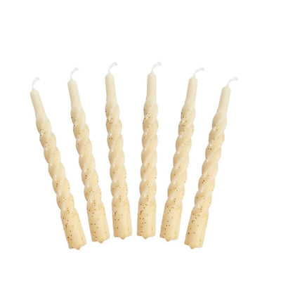 Candles with a Twist 6 Creme with Gold Dust Set of 6