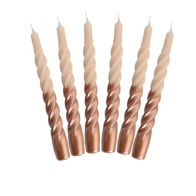 Candles with a Twist Multi colored Rose and Rose Gold Set of 6