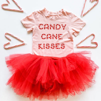Candy Cane Kisses Tee in Light Pink