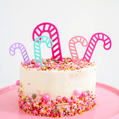 Candy Cane Forrest Acrylic Christmas Cake Toppers Set of 5