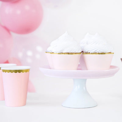 Cupcake Wrappers Pink & Gold Set of 6