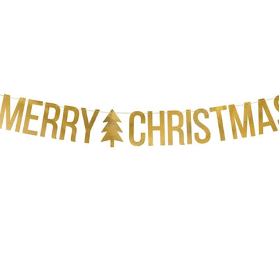 Merry Christmas Banner Gold