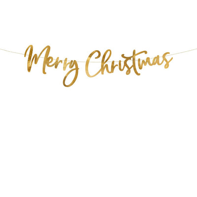 Gold Merry Christmas Banner