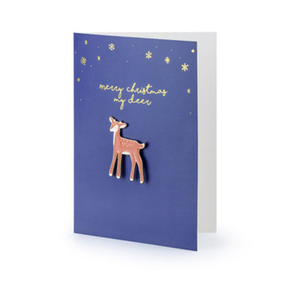 Card with enamel pin Deer
