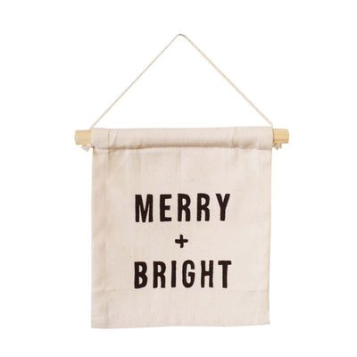 Merry + Bright Canvas Hang Sign
