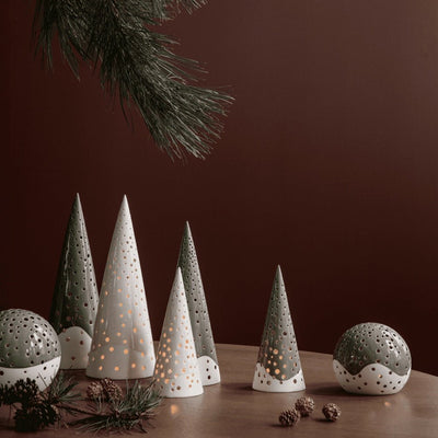 Nobili Snowball Tealight Holder Olive Green H12.5cm