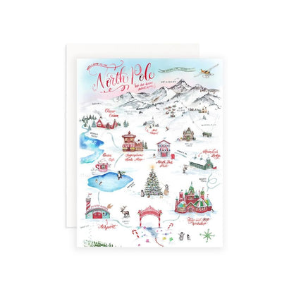 North Pole Map Christmas Greeting Cards Set of 6