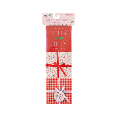 Holly Jolly Candy Cane Gift Card Boxes Set of 3