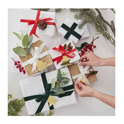 Christmas Wrapping Accessories Kit with Foliage, Ribbons and Tags