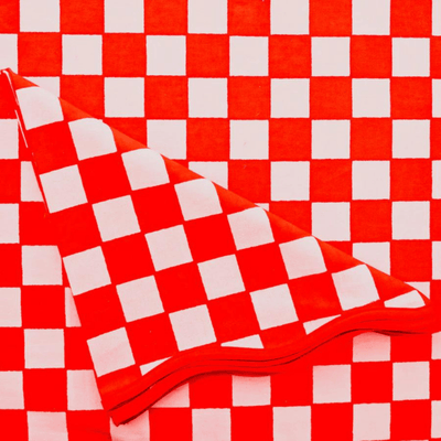 Red Pink Checkered Reusable Cotton Napkins Set of 6