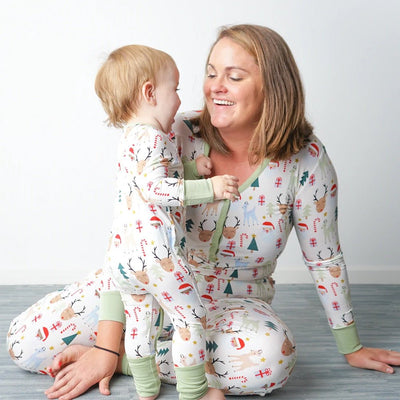 Santa & Friends Bamboo Baby Convertible Footie Pajama