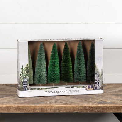 Bottle Brush Trees Green 30cm Set of 6