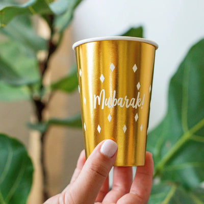 Metallic 'Mubarak!' Cups Set of 24