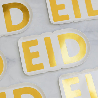 Gold Eid Letter Dessert Plates Set of 12