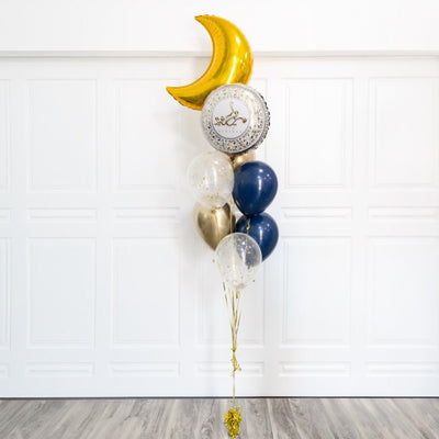 Eid Mubarak Balloon Bouquet White & Gold