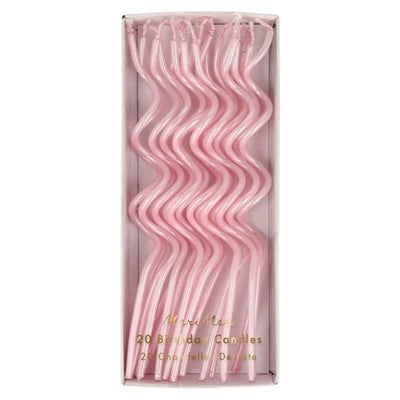 Pink Swirly Candles Set of 20