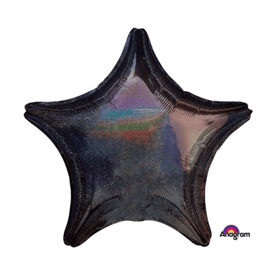 19" Black Dazzler Holographic Star Foil Balloon