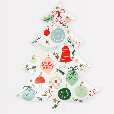 Festive Pattern Tree Plates Set of 8