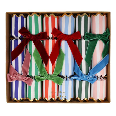 Stripe Velvet Bow Crackers Set of 6