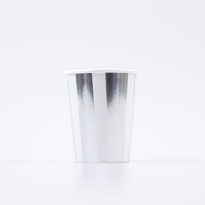 Silver Stripe Cups Set of 8