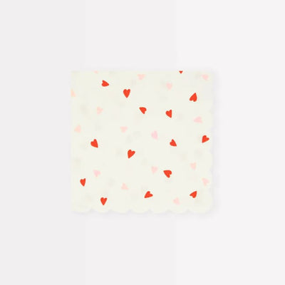 Heart Pattern Napkins Small Set of 16