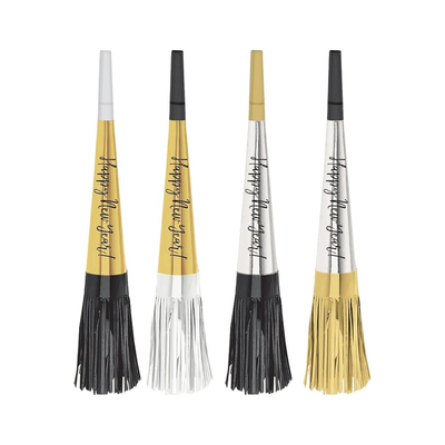 Happy New Year Multi Pack Fringed Party Horns Set of 8