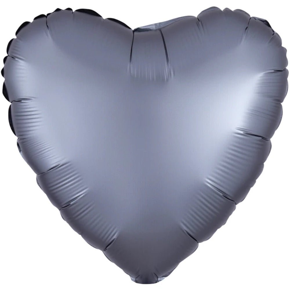 18 Graphite Satin Luxe Heart Foil Balloon Boxfetti Ae