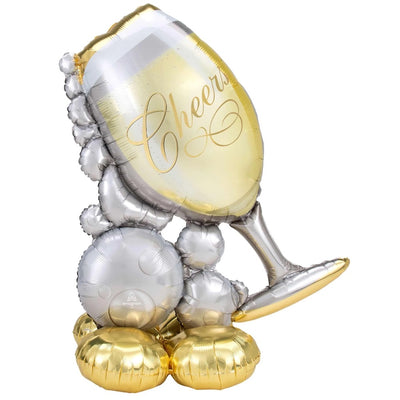 Bubbly Wine Glass AirLoonz Standing Foil Balloon 104x129cm