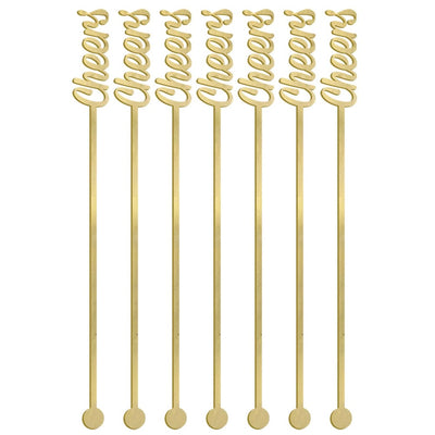 Gold Cheers Drink Stirrers Set of 12