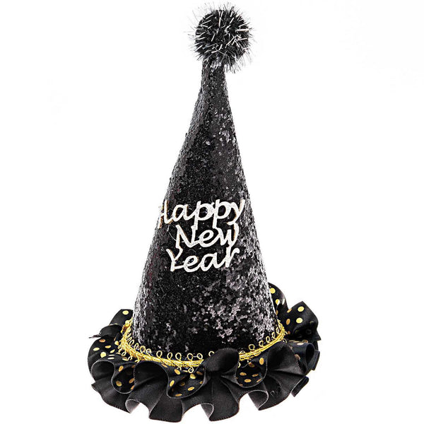 Happy New Year Party Hat Black Hair Clip