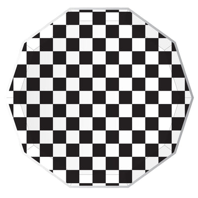 Black & White Signature Checker Premium Plates Set of 8